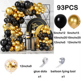 Qfdian  Black Gold Silver Balloon Garland Arch Kit Metallic Gold Chrome Silver Balloons Graduation Birthday Party Decorations New Year