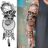 Qfdian  1pcs Waterproof Temporary Tattoo Sticker Dark Skeletons Fish Bird Elegance Aggressiveness Fake Tatto Flash Tatoo for Women Men