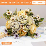 Qfdian  Decorative Flowers Silk Peony Artificial Daisy High Quality Red Bride Bouquet Wedding Decor Fake Flower Home boda Accessories