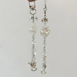 Qfdian Laser Heart rocking horse Beaded Charm Phone Pendant Crystal Wristband Keychain Bracelet Lanyard Cord