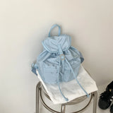 Qfdian  Vintage Simple Fashion All Match Backpack Casual Nylon Drawstring Women Schoolbags Pleated Y2k Aesthetic Backpacks for Students