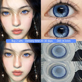 YIMEIXI 1Pair Color Contact Lenses for Eyes Green Eye Lenses Yearly Use with Prescription Myopia Soft Blue Lenses