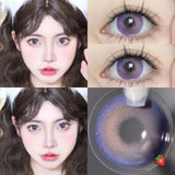 Qfdian 2PCS New Colored Contact Lenses Myopia Power Pink Lens -0.00 to -8.00 Amber Makeup for Eyes with Blue Lens Fast Shipping