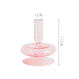 Qfdian Taper Candle Holders Glass Candlesticks for Home Wedding Table Decoration Glass Vase Table Bookshelf Candles Stand