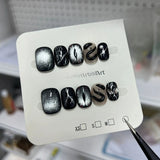 Qfdian  10Pcs Short Squoval False Nails with Mysterious Devil Eye Star Press on Nails Glitter Cat Eye Handmade Fake Nails Ins Spicy Girl