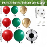 Qfdian  112Pcs Soccer Balloon Garland Kit |   Red, Green & Gold Football Birthday Party Decor for Soccer Fans 🎈