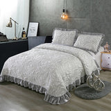 Qfdian 3/5Pcs Luxury European Knitted Cotton Embossing Quilted Bedspread, Bed Cover, Mattress Topper Coverlet, Bed Sheet, Pillowcases