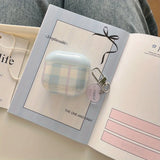 Qfdian  Fresh light blue plaid AirPods 3rd generation earphone cover is suitable for Apple 2nd generation Bluetooth earphone case