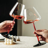 Qfdian  550ml Black Red Wine Glasses Home Nordic Creative Light Luxury Red Wine Champagne Glass Crystal Glass Cup Kitchen Bar Drinkware