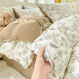 Qfdian  ‌New Washed Cotton Fresh Style Fitted Sheet Four-Piece Set, Duvet Cover, Student Dormitory Bed Sheet Three-Piece Set
