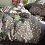 Qfdian  Simple Floral Bedding Set Korean Style Soft Bed Sheet Set Queen King Size Quilt Cover Set No Filling With Pillowcase