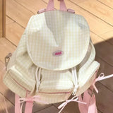 Qfdian 2025 New Casual Plaid Girls Backpack Women Students Fashion Chic Bow Backpacks Streetwear Ins Kawaii All Match Schoolbags Trendy