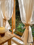Qfdian  1pc Japanese linen rod wrapped black edge living room study dust curtain