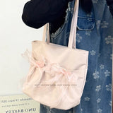 Qfdian  Luxury Design Bow Elegant Chic Handbags Trendy Office Lady Fashion Ins Underarm Bag Women Y2k Aesthetic All Match Shoulder Bags