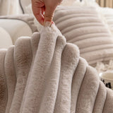 Qfdian  Rabbit Fur Skirt Sofa Cushion Winter New Fixed Anti Slip Skin Friendly Breathable Soft Comfortable Thick Warm Cover Cloth Towel