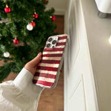 Qfdian Red stripes autume winter 3d bowknot  cover for iphone 15pro 16promax 16 13pro 12 14 13 15 pro max 14promax rope phone case