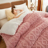Qfdian  High End Thickened Winter Warm Blankets for Beds Artificial Lamb Cashmere Weighted Blanket Thicker Warmth Duvet Quilt Comforter