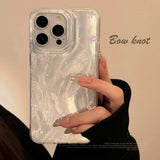 Qfdian Ins Korean Mini Bow knot Laser Silver Phone Case For iPhone 11 13 14 15 16 Pro Max Cases iPhone 7 8 Plus XS XR Phone Cover