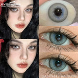 Qfdian 1Pair New Colored Contact Lenses for Eyes Brown Lenses Green Eye Lenses Gray Pupils Yearly Cosmetic Eye Contact Lens