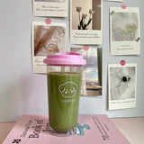 Qfdian  Korea Simple Iced American Coffee Cup Tritan Plastic Water Bottle For Women Transparent Coffee Cup Office Milk Matcha Tea Drink