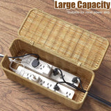Qfdian  Cord Organizer Box Hand-woven Wire Storage Box Breathable Cable Hider Box Cord Hider Wire Box Desktop Data Line Plug Holders