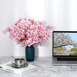 Qfdian  Artificial Peach Blossom Party Decorations Fake Flowers Fake Plants Silk Flowers Arrangement for Wedding Home Office DIY Decor