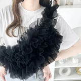 Qfdian Japanese Sweet Ruffled Gauze Handbags All Match Fairy Solid Luxury Design Underarm Bag Y2k Aesthetic Women Chic Shoulder Bags