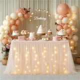Qfdian  Birthday Party Atmosphere Table Skirt Tablecloth Wedding Hotel Gathering Dessert Table Skirt Props LED Luminous Night Decoration