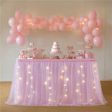 Qfdian  Birthday Party Atmosphere Table Skirt Tablecloth Wedding Hotel Gathering Dessert Table Skirt Props LED Luminous Night Decoration