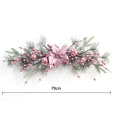 Qfdian  New Christmas Pink Wreath With Balls Artificial Plant Rattan Garland Christmas Rattan Hanging Ornament For New Year Home Decor