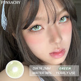 Qfdian  1pair Colorcon Contact Lenses Green Color Lens Natural Brown Eye Contacts Gray Pupils Beautiful Cosmetic Yearly Lenses