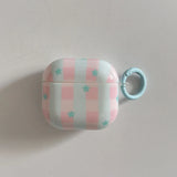 Qfdian  blue pink plaid star for AirPods pro2 earphone cover wireless bluetooth apple AirPods 1 /2 soft case