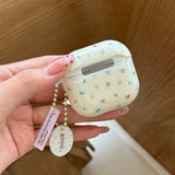 Qfdian Cartoon Cute Color Flower Glossy Silicone Earphone Case for AirPods Pro 2 With Pendant for AirPods 4 3 2 1 Soft Cover Key ring