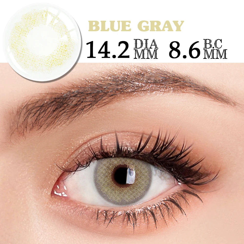 Qfdian 1 Pair Colored Contact Lenses for Eyes Gray Eye Contacts Blue Lenses Natural Fashion Lenses Cosmetic Eyes Contact