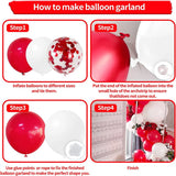 Qfdian  96Pcs Red White Balloon Arch Garland Kit Red Confetti Ballon Set Birthday Party Decoration Wedding Graduation Baby Shower Globos