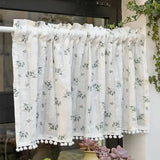 Qfdian Korean Daisy Curtain Road Pocket Shade Bohemian Tassel Curtain for Kitchen Bedroom Living Room Kids Semi Blackout Window Curtain