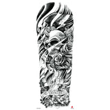 Qfdian Full Arm Tattoo Waterproof Temporary StickerCool Skull Fish Dragon Lion Clock Men Women Art Fake Sticker Glitter Style