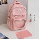 Qfdian Korean Chic Kawaii Cat Schoolbags High-capacity Y2k Aesthetic Students Backpacks Transparent Preppy Women Casual Travel Ita Bags