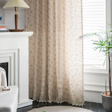 Qfdian Boho Curtains Floral Semi-Blackout Windows Curtains with Tassels Cotton Linen Curtains Panels for Bedroom Living Room, 1 Panel