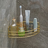 Qfdian Bathroom Shelf Wall Mounted Corner Storage Shelves Shampoo Holder Cosmetic Rack Iron Shower Drain Basket Bathroom Organizer
