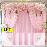 Qfdian  4 Panels-5ft x 10ft Wrinkle Free Pink Backdrop Curtain, Pink Wedding Backdrop Drapes, Silky Polyester Back Drop Cloth for Birthd