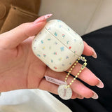 Qfdian Cartoon Cute Color Flower Glossy Silicone Earphone Case for AirPods Pro 2 With Pendant for AirPods 4 3 2 1 Soft Cover Key ring