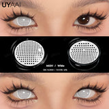 Qfdian 1 Pair Cosplay White Colored Contact Lenses Black Lenses Halloween Beauty Makeup Lens Vampire Red Lenses Anime Colorcon