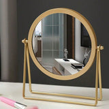 Qfdian  ‌Retro Dressing Table Makeup Mirrors Desktop Portable Rotating Vanity Mirror Metal Wrought Iron Makeup Mirror  Room Decoration