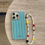 Qfdian Blue stripes summer phone case for iphone 14pro 15pro 12 14 13 15 pro max 15promax 13pro shell colorful chain ins funda cover