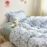 Qfdian Ins Girl Bedding Set Heart Cherry Duvet Set With Double Layer Yann Pink Four PIECE Set Simple Washing Cotton Bed Sheet Bed Sheet