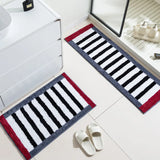 Qfdian  Luxury Striped Bath Mat Set - Thickened Microfiber, Super Absorbent & Non-Slip Bathroom Rugs, Soft Bedside Area Rug for Bedroom