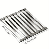 Qfdian  304 Stainless Steel Dish Drain Rack Multi Functional Drain Rack High Temperature Resistant Sink Organizer Kitchens Accessories