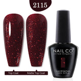 Qfdian  15ml UV Gel Nail Polish Semi Permanent Gel Varnish Enamel Brown Nail Gel Design Red Nails Art Nude Color Glitter Manicure