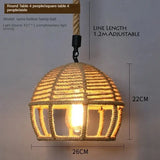 Qfdian  Spain Sisal Hemp Rope Pendant Light Ceiling Lamp Lustre Hanging Chandelier Iron Hand Braiding Rustic Retro for Dining Room Decor